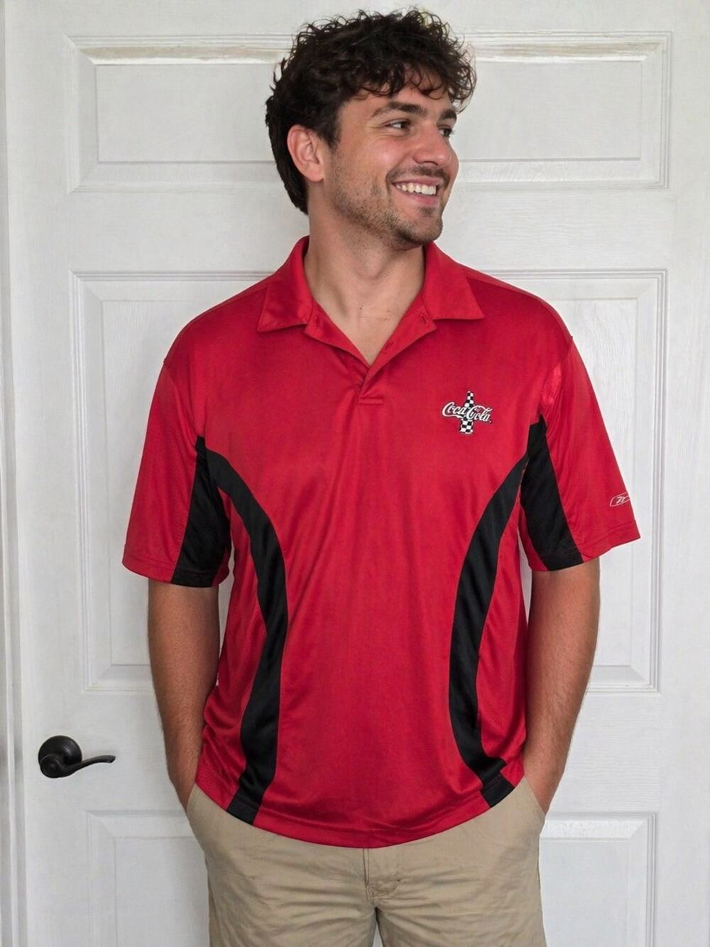 Reebok Coca-Cola Polo Shirt Mens X-Lg Red Play Dry Embroidered Golf Logo